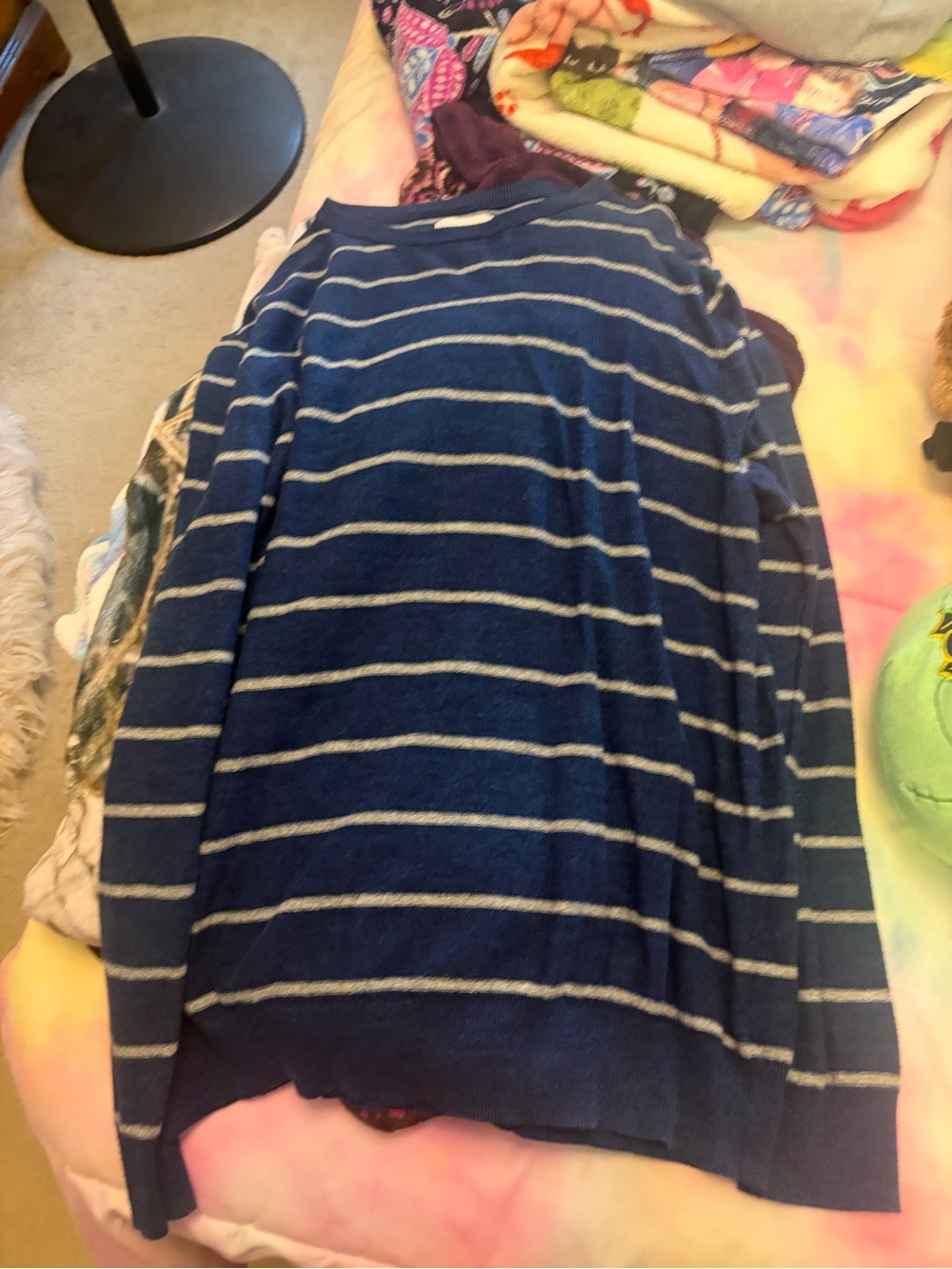 Sonoma Navy and Light Gray Striped Crewneck Sweater